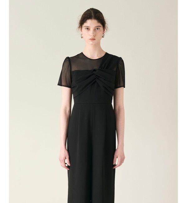 GRACE CONTINENTAL「ドレープリボンサロペット」|オールインワン|
