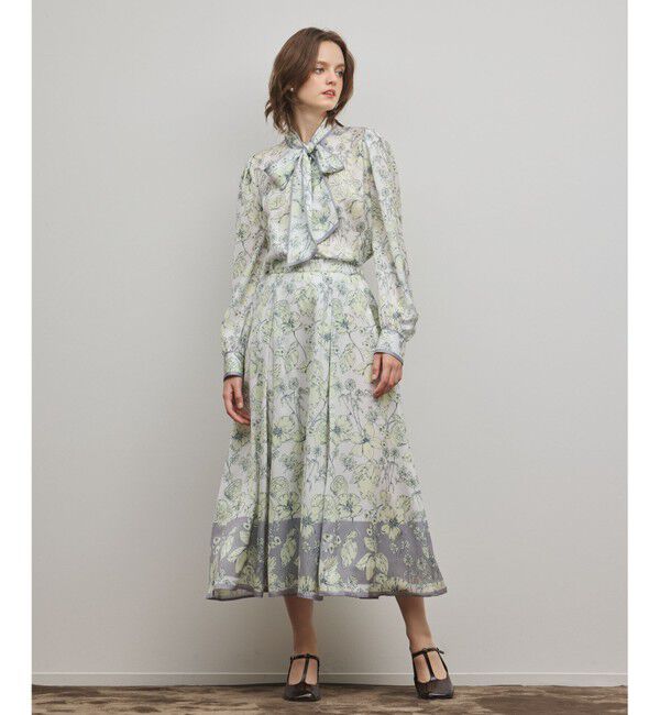 GRACE CONTINENTAL「フルーツフラワープリントスカート」|スカート|イエロー