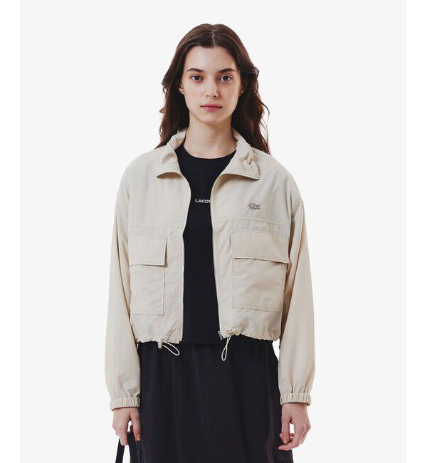 LACOSTE「撥水 ショート&ワイドシルエット スタンドカラーナイロンブルゾン」|その他|オフホワイト