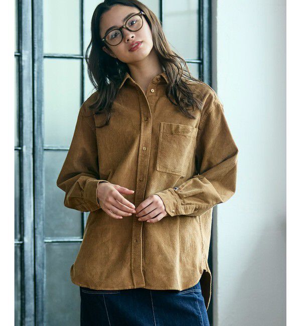 LACOSTE「オーバーサイズコーデュロイシャツ」|シャツ・ブラウス|キャメル