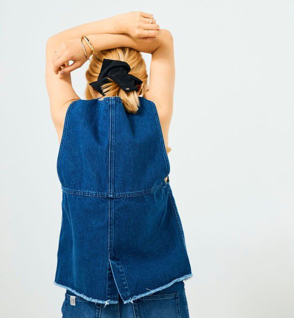 Rie Miller「【RM denim】Vネックデニムベスト」|ベスト・ジレ|