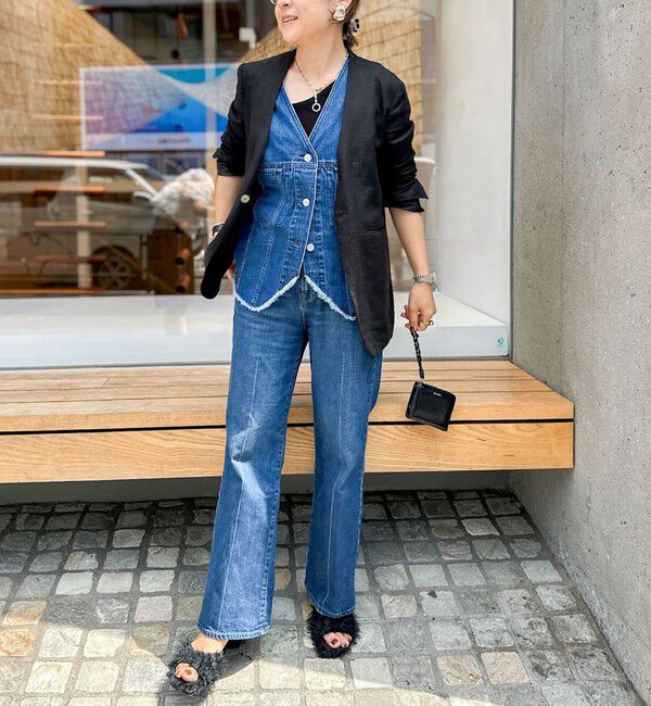 Rie Miller「【RM denim】Vネックデニムベスト」|ベスト・ジレ|