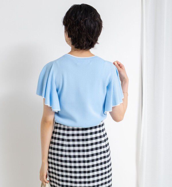 NOLLEY'S sophi「《手洗い可能》袖フリル配色プルオーバーニット」|ニット・セーター|