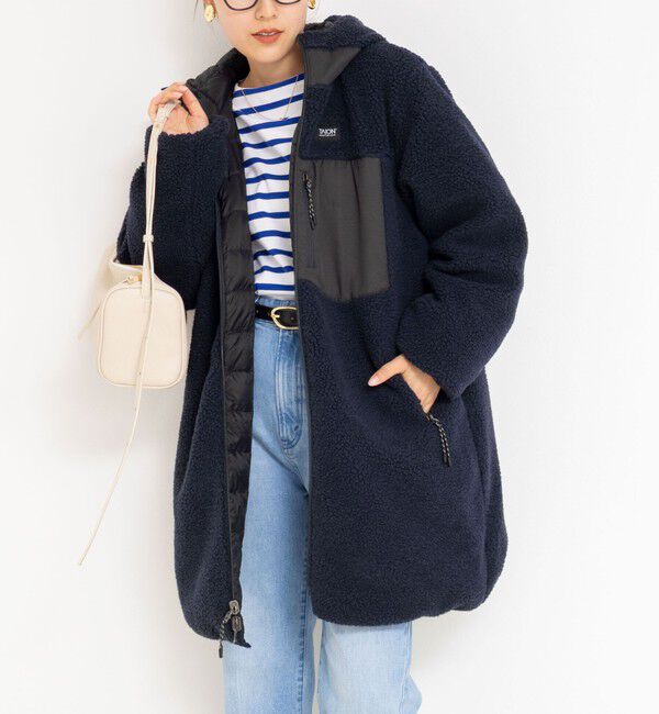 NOLLEY'S「◇【WEB限定】【TAION/タイオン】別注ボア&times;ダウンフードコート(リバーシブル) 」|ダウン|ネイビー