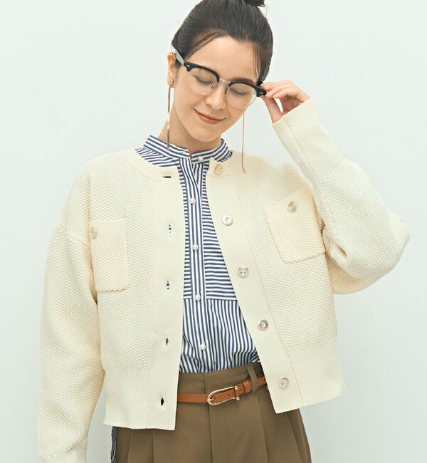 NOLLEY'S「《手洗い可能》鹿の子編みクルーネックカーディガン」|カーディガン|