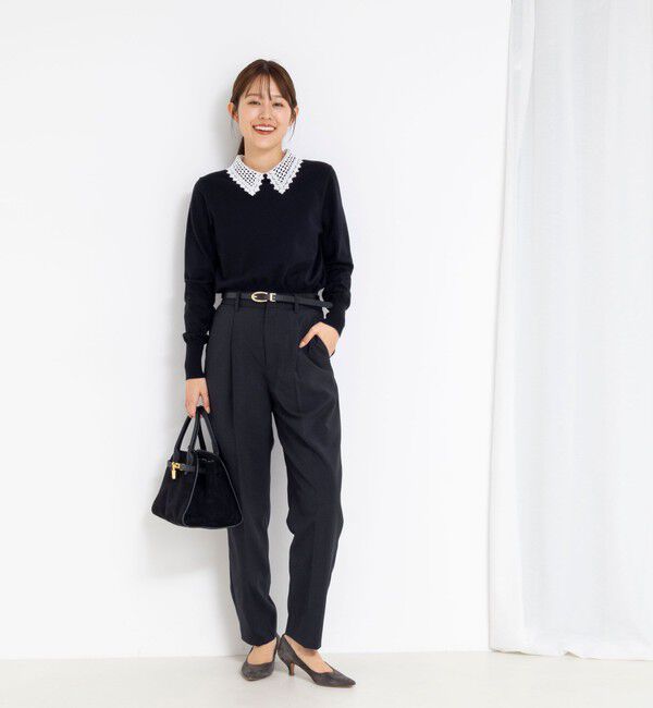 NOLLEY'S「《手洗い可能》襟レース2WAYプルオーバーニット」|ニット・セーター|