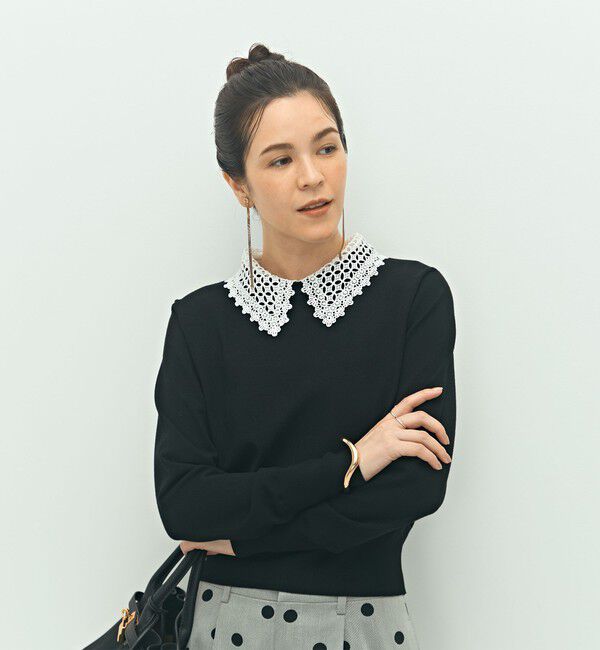 NOLLEY'S「《手洗い可能》襟レース2WAYプルオーバーニット」|ニット・セーター|