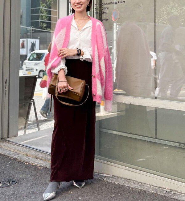 Laraaji「モヘアインターシャアーガイルVネックカーディガン」|カーディガン|