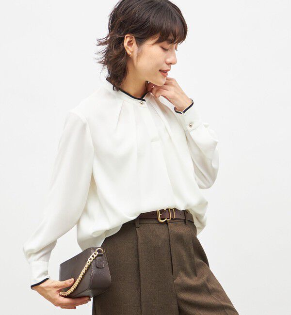 NOLLEY'S「ウォッシャブルストレッチジョーゼットボウタイ風ブラウス」|シャツ・ブラウス|