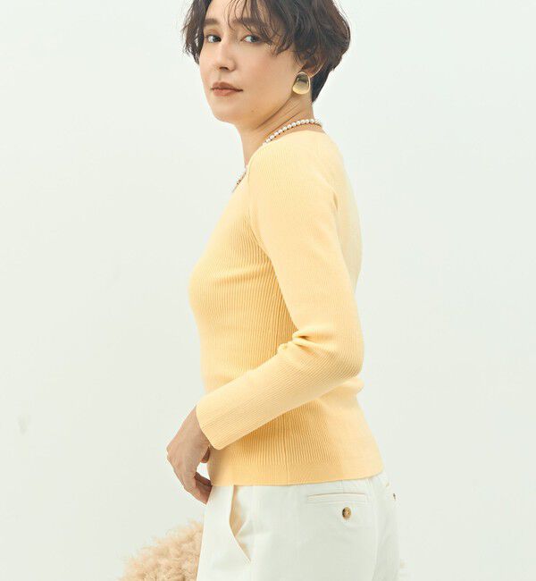 NOLLEY'S sophi「《アンサンブル対応》《手洗い可能》カシミヤ混リブUネックプルオーバー」|ニット・セーター|