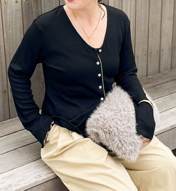 NOLLEY'S「MY STANDARD ウォッシャブルリブカーディガン」|カーディガン|ブラック