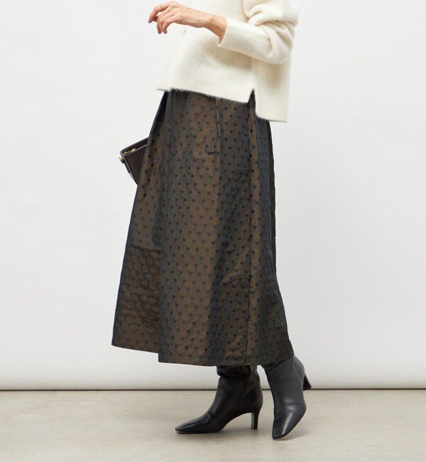 NOLLEY'S「ウォッシャブルドットジャガードタックフレアスカート」|スカート|