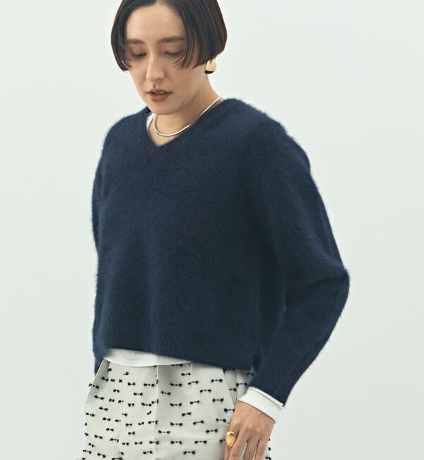 NOLLEY'S「《手洗い可能》ヘアリーストレッチVネックプルオーバーニット」|ニット・セーター|