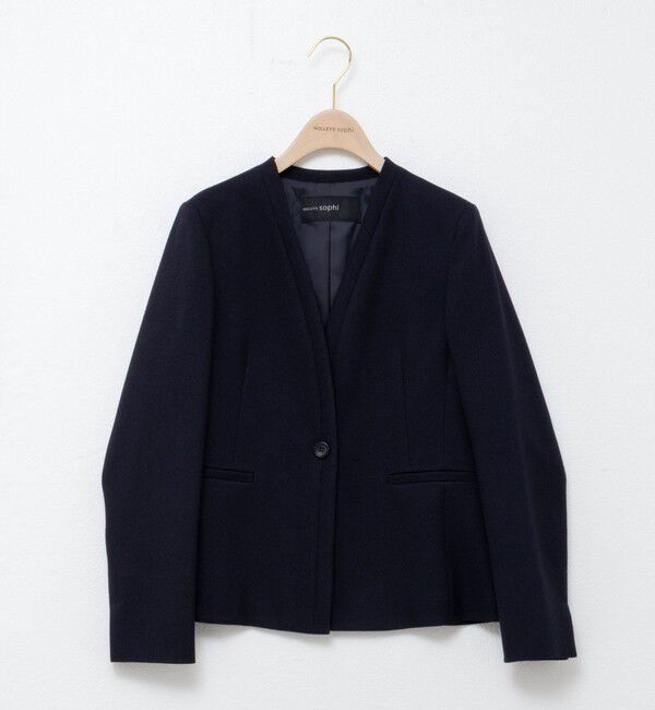 NOLLEY'S sophi「《セットアップ対応》ウォッシャブルウール調ノーカラージャケット」|ノーカラージャケット|