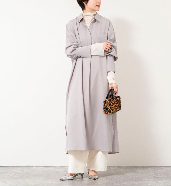 NOLLEY'S sophi「ウォッシャブルツイルロングシャツワンピース」|ワンピース|ライトグレー