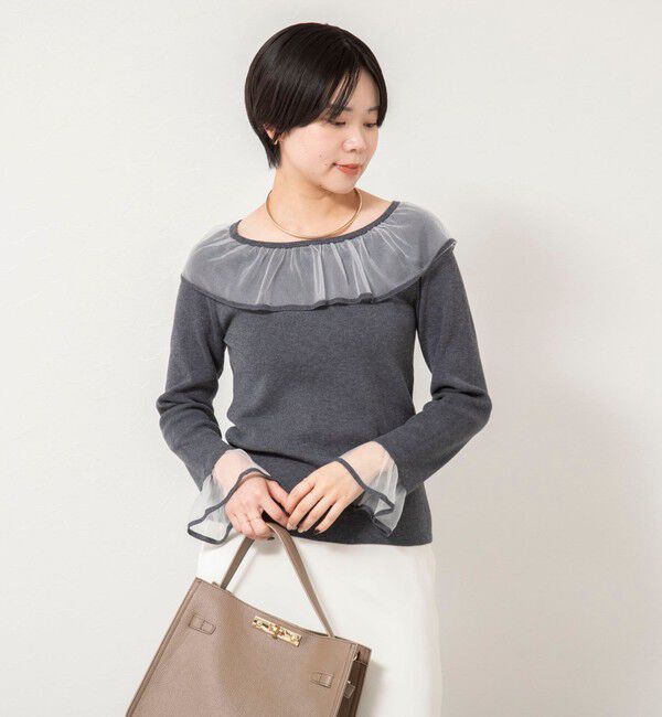 NOLLEY'S sophi「《手洗い可能》シアーフリル総針プルオーバー」|ニット・セーター|