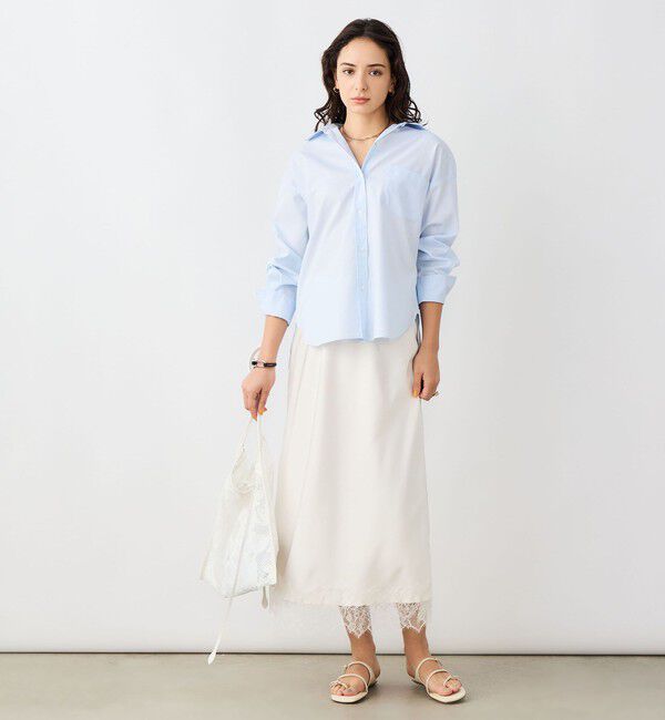 NOLLEY'S sophi「ウォッシャブル裾レースサテンナロースカート」|スカート|