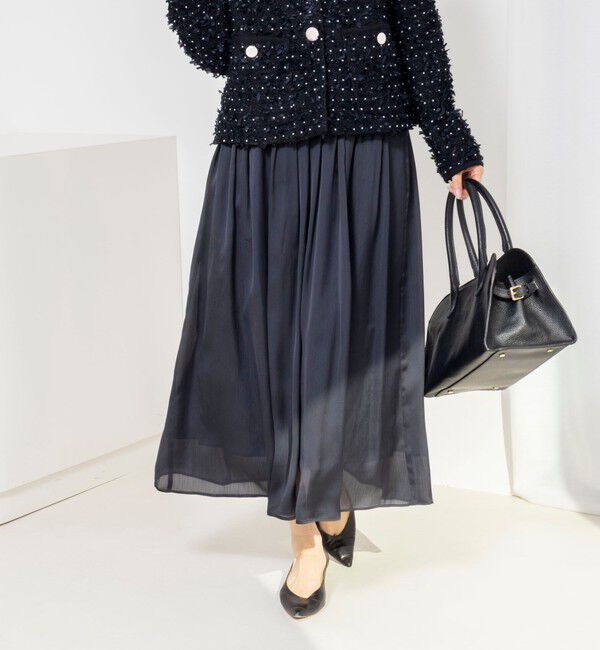 NOLLEY'S「ウォッシャブルサテン楊柳ギャザースカート」|スカート|