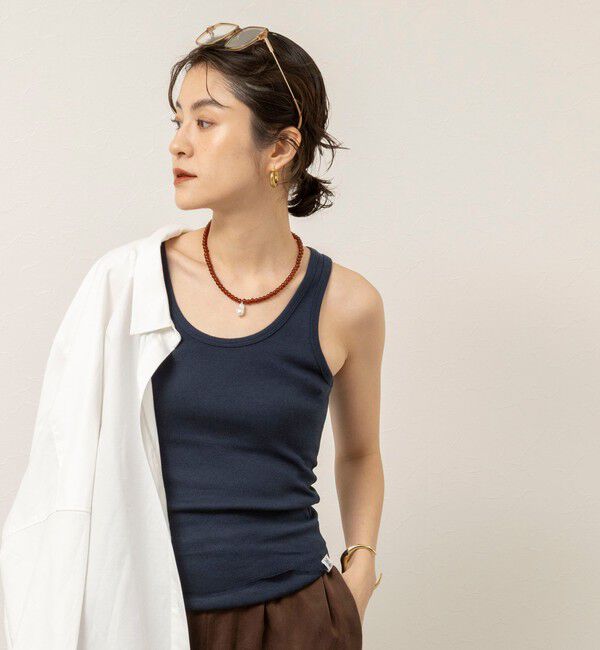 MAQWEL「【MAQWEL/マクウェル】ウォッシャブルCOTTON RIB タンクトップ」|タンクトップ|ネイビー