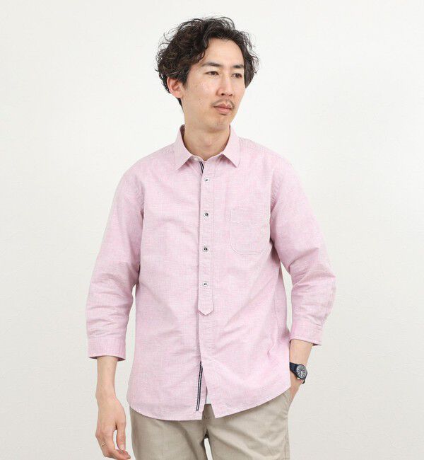 NOLLEY'S goodman「綿麻パラシュートボタン7分袖シャツ 26SS」|シャツ・ブラウス|