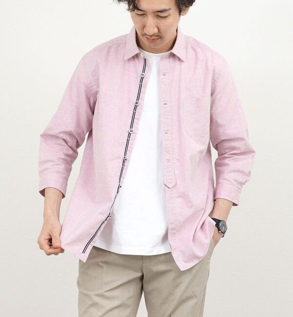 NOLLEY'S goodman「綿麻パラシュートボタン7分袖シャツ 26SS」|シャツ・ブラウス|