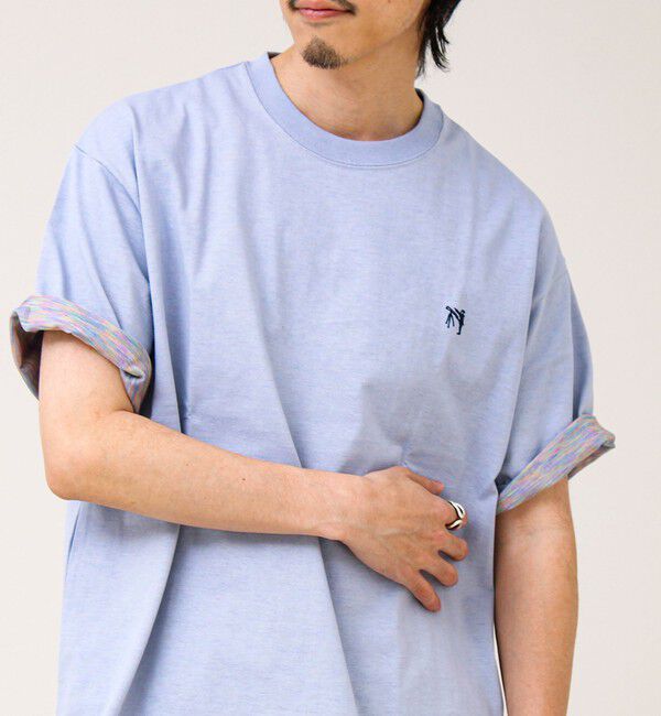 GLOSTER「【BOY刺繍】裏グラデーション ワンポイント半袖Tシャツ」|Tシャツ・カットソー|サックス