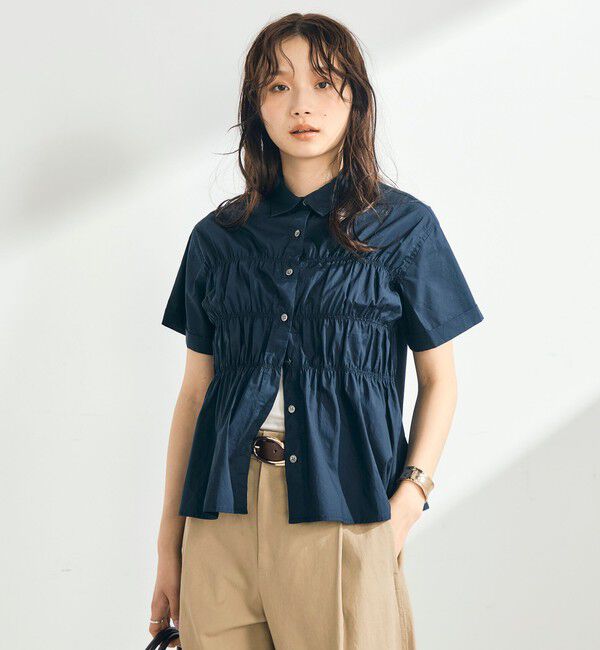 fredy emue「シャーリング半袖シャツ」|シャツ・ブラウス|