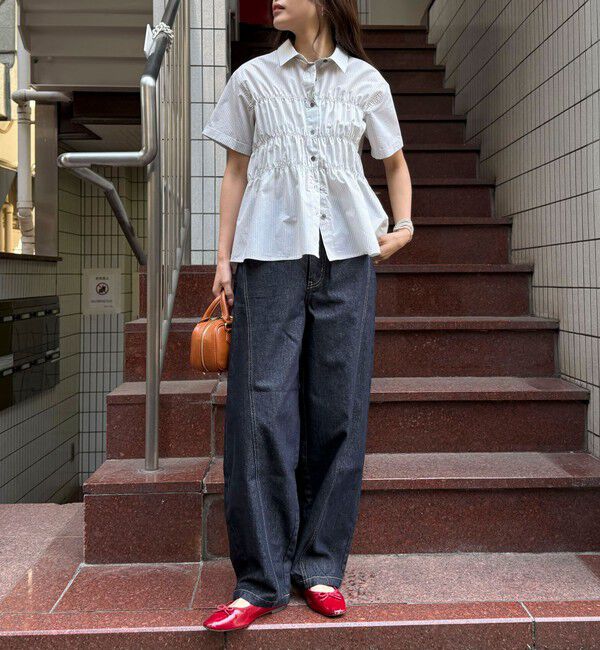 fredy emue「シャーリング半袖シャツ」|シャツ・ブラウス|