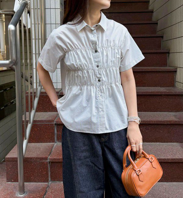 fredy emue「シャーリング半袖シャツ」|シャツ・ブラウス|