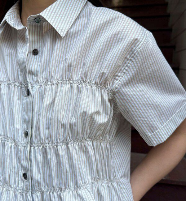 fredy emue「シャーリング半袖シャツ」|シャツ・ブラウス|