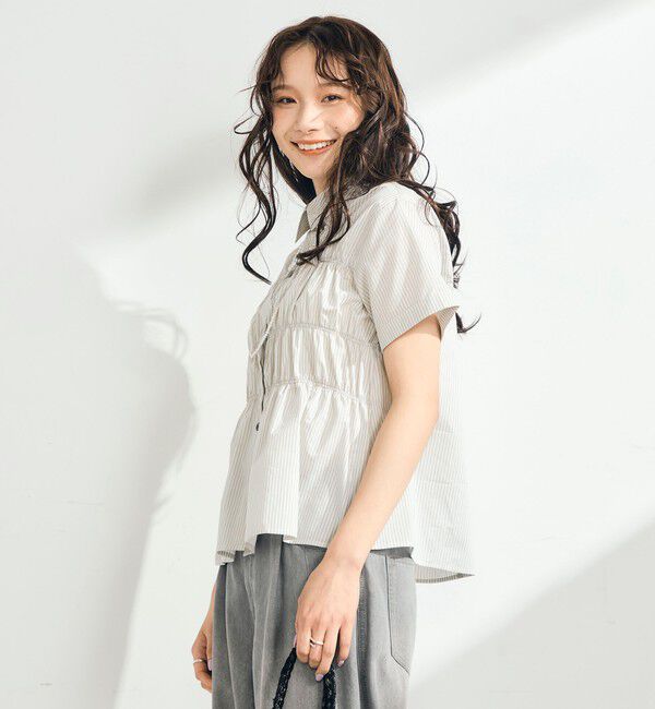 fredy emue「シャーリング半袖シャツ」|シャツ・ブラウス|