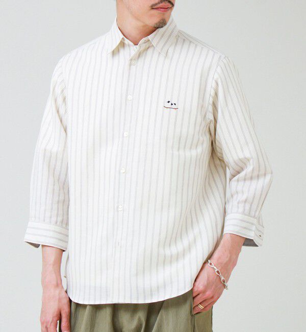 GLOSTER「【フレブル刺繍】七分袖シャツ ストライプ/無地」|シャツ・ブラウス|