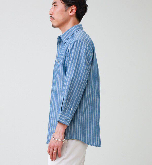 GLOSTER「【フレブル刺繍】七分袖シャツ ストライプ/無地」|シャツ・ブラウス|