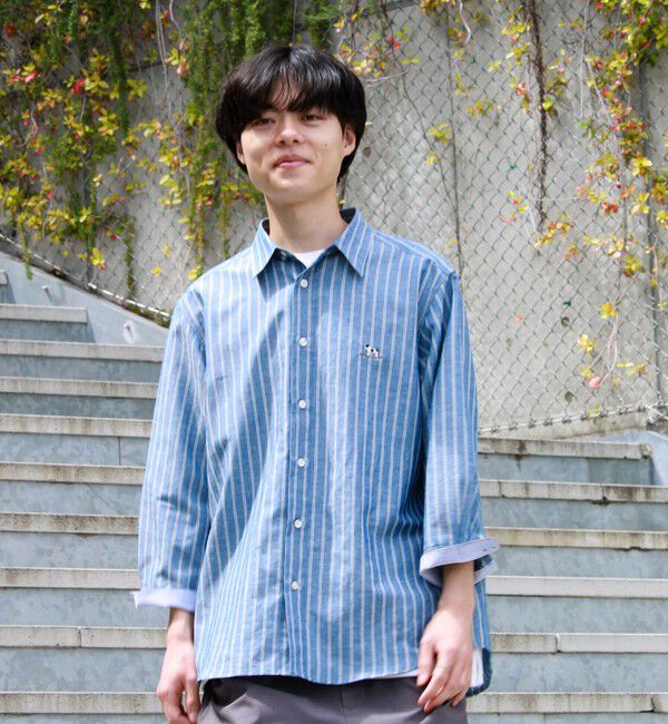 GLOSTER「【フレブル刺繍】七分袖シャツ ストライプ/無地」|シャツ・ブラウス|