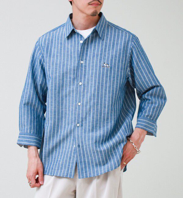 GLOSTER「【フレブル刺繍】七分袖シャツ ストライプ/無地」|シャツ・ブラウス|