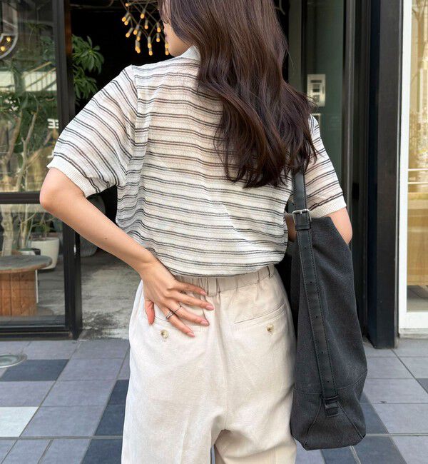 fredy emue「シアーボーダーポロニット」|ポロシャツ|