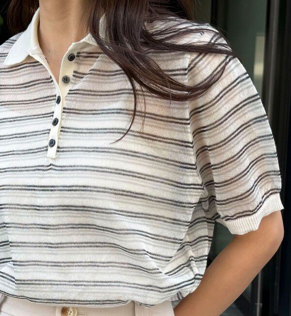 fredy emue「シアーボーダーポロニット」|ポロシャツ|