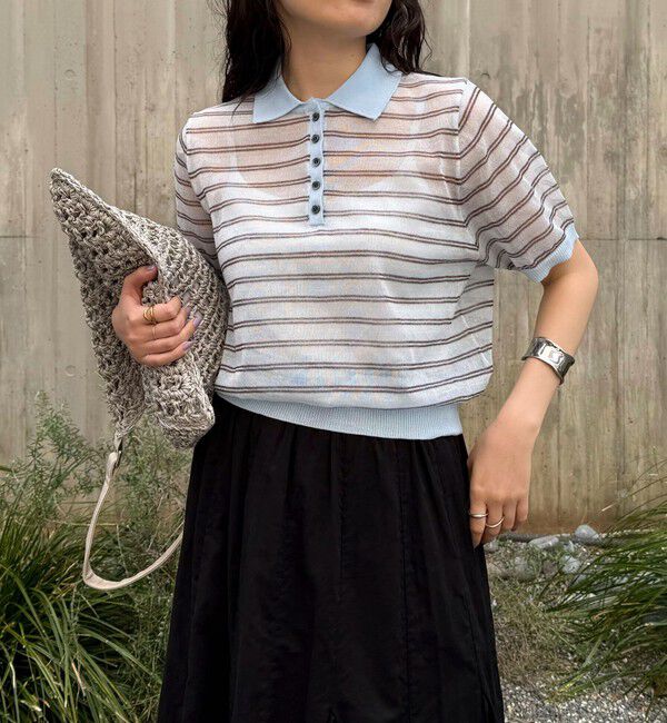 fredy emue「シアーボーダーポロニット」|ポロシャツ|