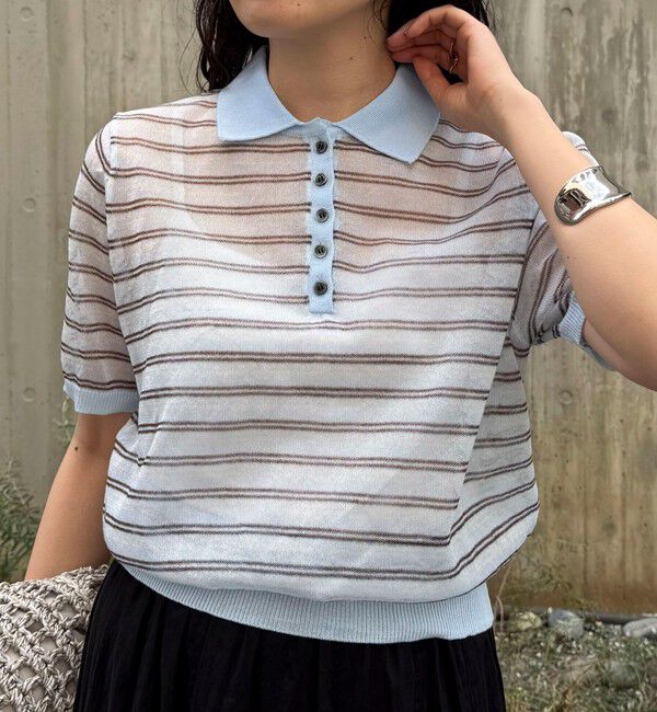 fredy emue「シアーボーダーポロニット」|ポロシャツ|