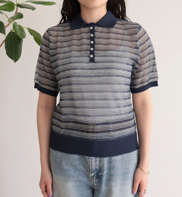 fredy emue「シアーボーダーポロニット」|ポロシャツ|