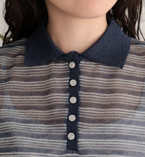 fredy emue「シアーボーダーポロニット」|ポロシャツ|