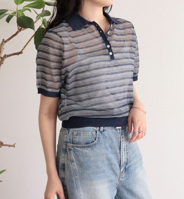 fredy emue「シアーボーダーポロニット」|ポロシャツ|