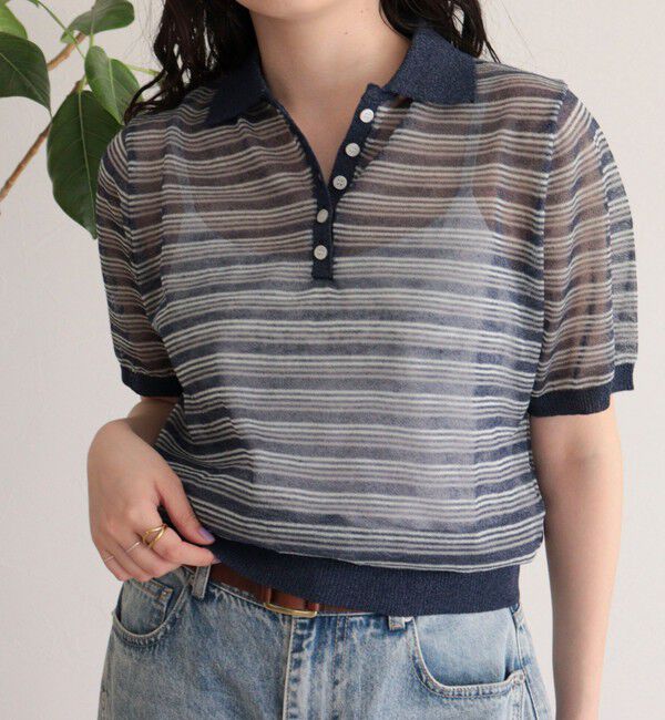 fredy emue「シアーボーダーポロニット」|ポロシャツ|