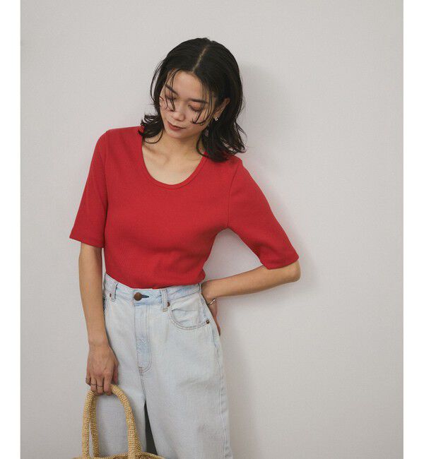 SALON adam et rope'「Primaveil ファームリーリブハーフスリーブTシャツ」|Tシャツ・カットソー|