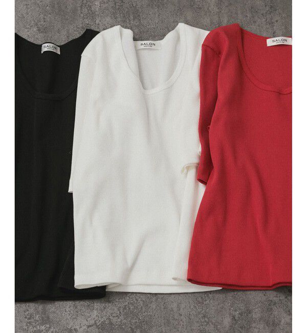 SALON adam et rope'「Primaveil ファームリーリブハーフスリーブTシャツ」|Tシャツ・カットソー|