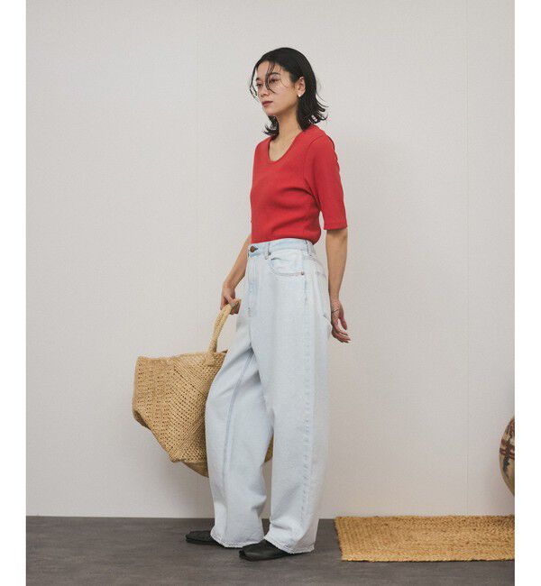 SALON adam et rope'「Primaveil ファームリーリブハーフスリーブTシャツ」|Tシャツ・カットソー|