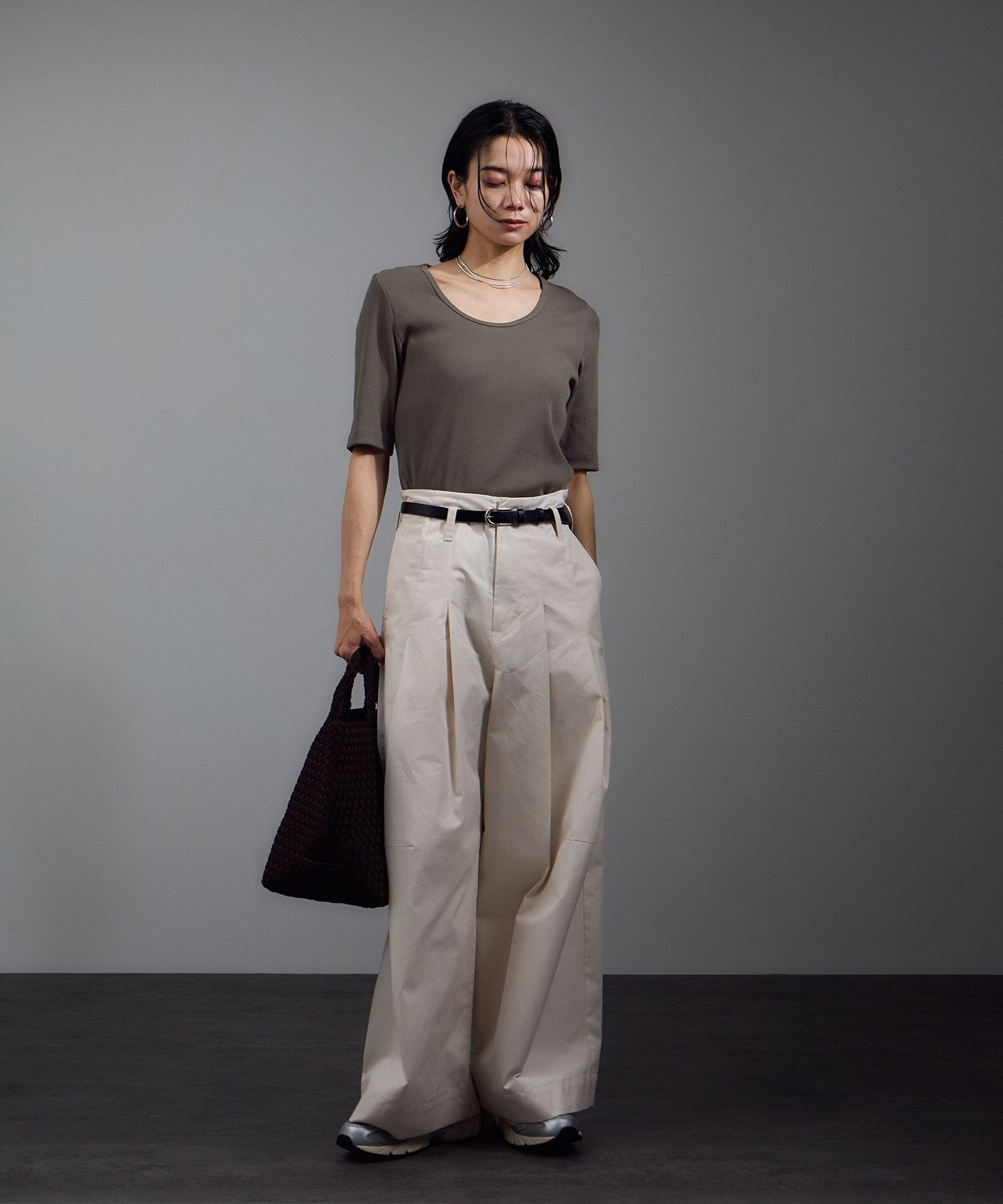 SALON adam et rope'「Primaveil ファームリーリブハーフスリーブTシャツ」|Tシャツ・カットソー|