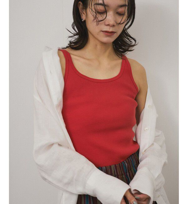 SALON adam et rope'「プリマベールファームリーリブタンクトップ［UVケア・洗える］」|タンクトップ|レッド系(61)