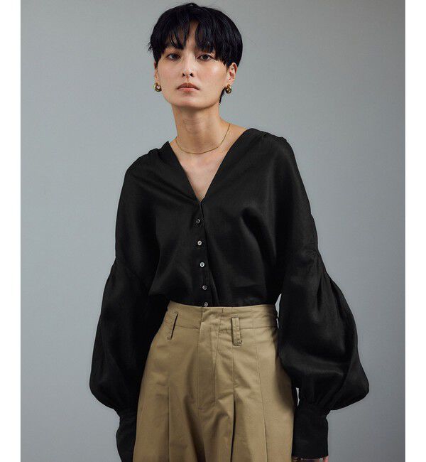 SALON adam et rope'「リネンスキッパーギャザーブラウス / ［GENTLE LINEN］」|シャツ・ブラウス|