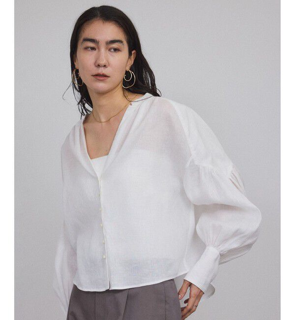 SALON adam et rope'「リネンスキッパーギャザーブラウス / ［GENTLE LINEN］」|シャツ・ブラウス|